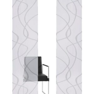 my home Schiebegardine Bene, 2Stk. mit Klettschiene, in Weiß-Grau, Größe 57cmx225cm