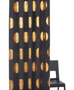 my home Verdunklungsvorhang Kreise, 1 Stk, mit Kräuselband, in Schwarz-Gold, Größe 135cmx145cm