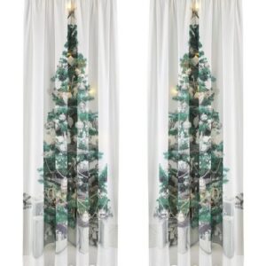 my home Vorhang Xmas Tree W/LED, 1Stk. Silberfarben, HxB: 230x140cm